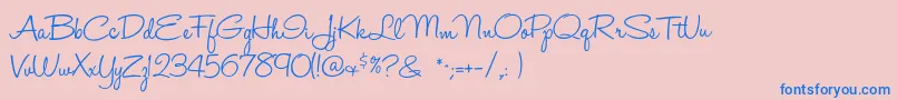 Halohandletter Font – Blue Fonts on Pink Background