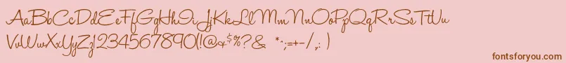 Halohandletter Font – Brown Fonts on Pink Background