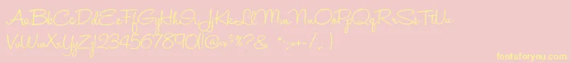Halohandletter-Schriftart – Gelbe Schriften auf rosa Hintergrund