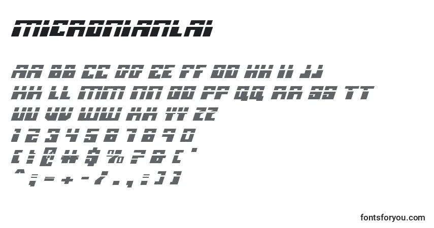 Micronianlai-fontti – aakkoset, numerot, erikoismerkit