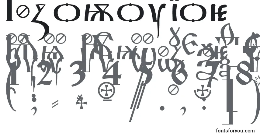 A fonte Irmologion – alfabeto, números, caracteres especiais