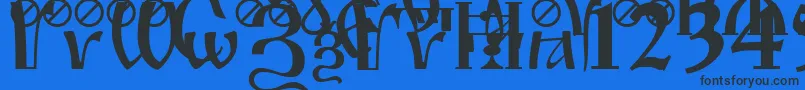 フォントIrmologion – 黒い文字の青い背景