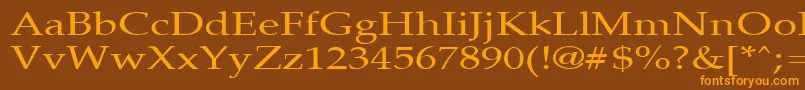 PalisadebroadRegular-Schriftart – Orangefarbene Schriften auf braunem Hintergrund