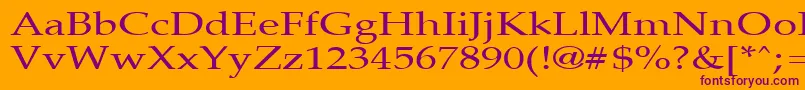 PalisadebroadRegular-Schriftart – Violette Schriften auf orangefarbenem Hintergrund