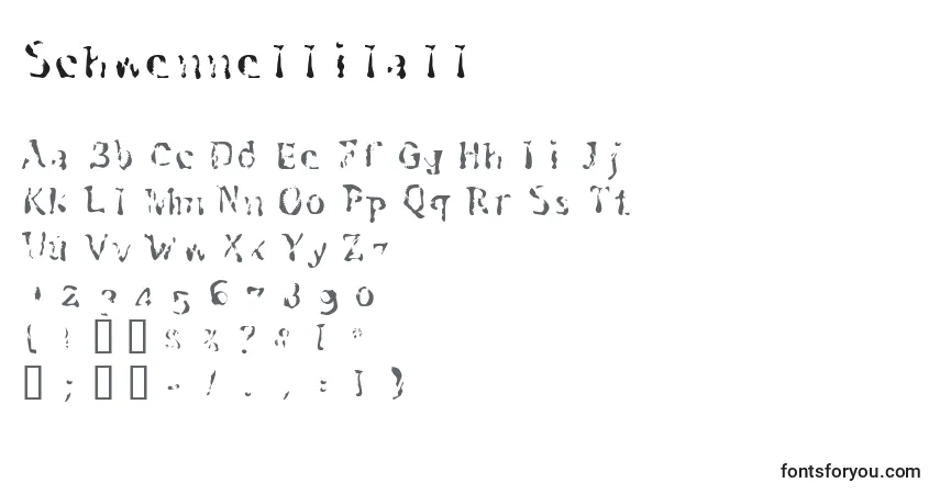 Czcionka Schwennellilall – alfabet, cyfry, specjalne znaki