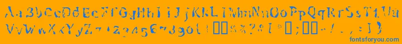 Schwennellilall-Schriftart – Blaue Schriften auf orangefarbenem Hintergrund