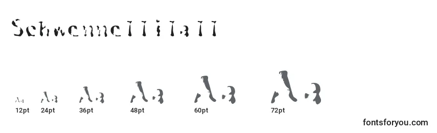 Размеры шрифта Schwennellilall