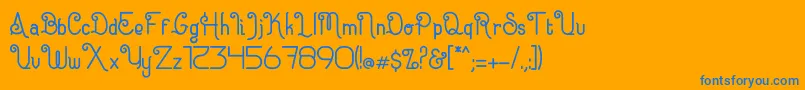 Eugiene Font – Blue Fonts on Orange Background