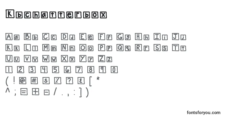 Czcionka Kbchatterbox – alfabet, cyfry, specjalne znaki
