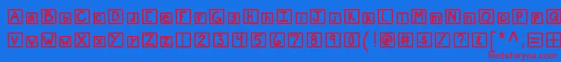 Kbchatterbox-Schriftart – Rote Schriften auf blauem Hintergrund