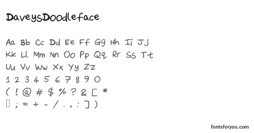 Czcionka DaveysDoodleface – alfabet, cyfry, specjalne znaki