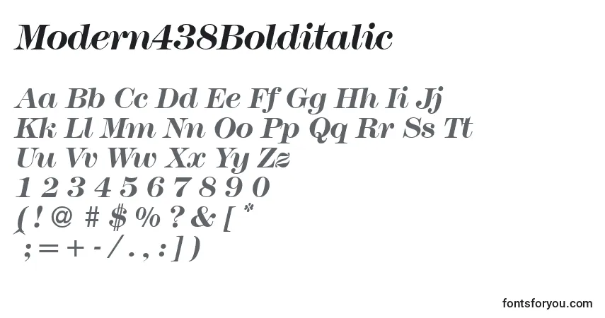 Czcionka Modern438Bolditalic – alfabet, cyfry, specjalne znaki