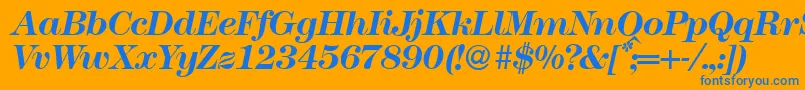Modern438Bolditalic Font – Blue Fonts on Orange Background