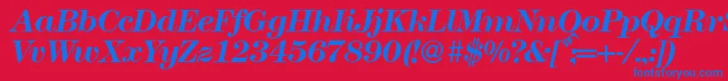 Шрифт Modern438Bolditalic – синие шрифты на красном фоне