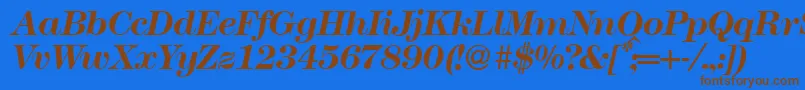 Modern438Bolditalic Font – Brown Fonts on Blue Background