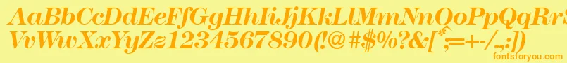 Modern438Bolditalic Font – Orange Fonts on Yellow Background