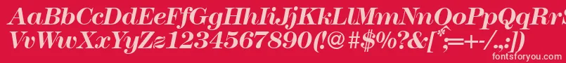 Modern438Bolditalic Font – Pink Fonts on Red Background