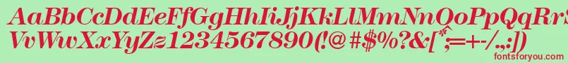 Modern438Bolditalic Font – Red Fonts on Green Background