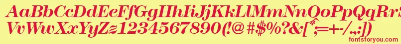 Modern438Bolditalic Font – Red Fonts on Yellow Background