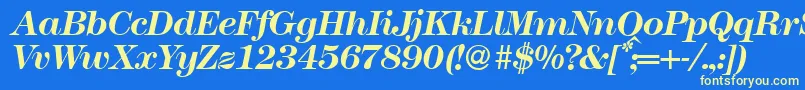 Modern438Bolditalic Font – Yellow Fonts on Blue Background