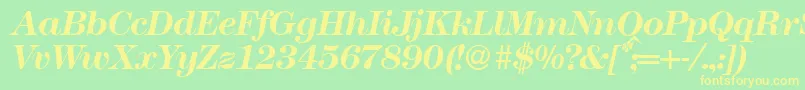 Modern438Bolditalic Font – Yellow Fonts on Green Background