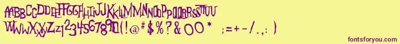 AndersonTheMysterons Font – Purple Fonts on Yellow Background