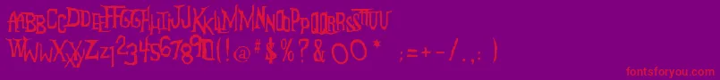 AndersonTheMysterons-Schriftart – Rote Schriften auf violettem Hintergrund