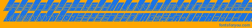 Czcionka TowerBlockItalic – niebieskie czcionki na pomarańczowym tle