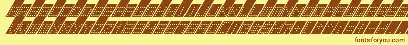 Weitere Informationen zur TowerBlockItalic-Schriftart TowerBlockItalic-Schriftart – Braune Schriften auf gelbem Hintergrund