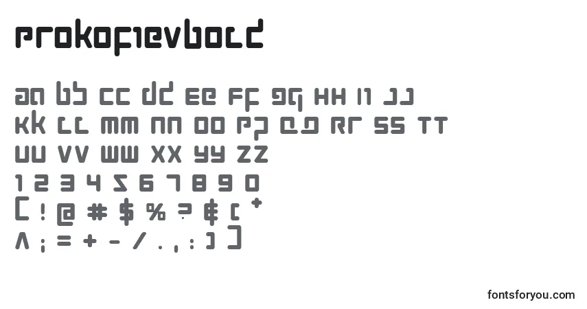 Czcionka ProkofievBold – alfabet, cyfry, specjalne znaki