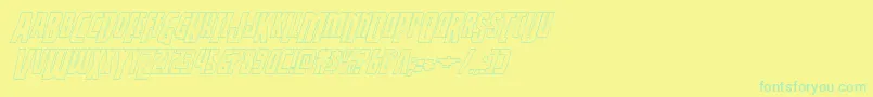 フォントThunderhawkdropshadowital – 黄色い背景に緑の文字