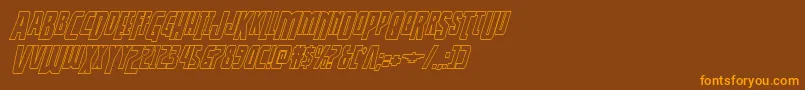 Saiba mais sobre a fonte Thunderhawkdropshadowital Fonte Thunderhawkdropshadowital – fontes laranjas em um fundo marrom
