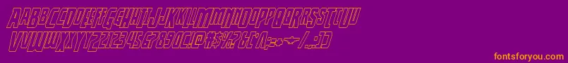 Thunderhawkdropshadowitalフォントについての詳細 フォントThunderhawkdropshadowital – 紫色の背景にオレンジのフォント