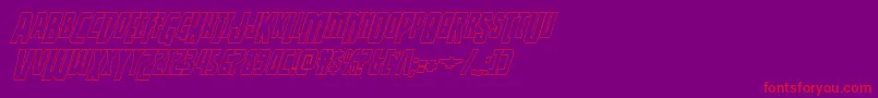 Thunderhawkdropshadowital-fontti – punaiset fontit violetilla taustalla