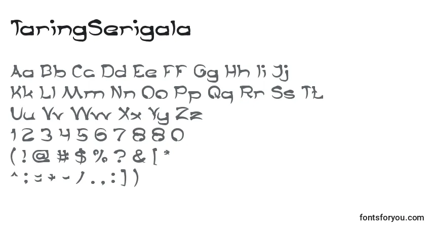 A fonte TaringSerigala – alfabeto, números, caracteres especiais