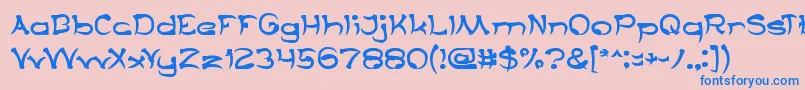 フォントTaringSerigala – ピンクの背景に青い文字