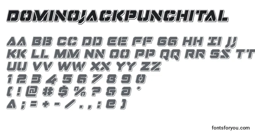 Dominojackpunchital Font – alphabet, numbers, special characters