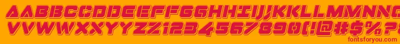 Dominojackpunchital-Schriftart – Rote Schriften auf orangefarbenem Hintergrund