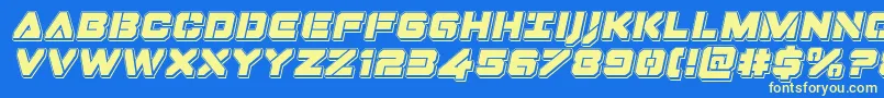 Dominojackpunchital-Schriftart – Gelbe Schriften auf blauem Hintergrund