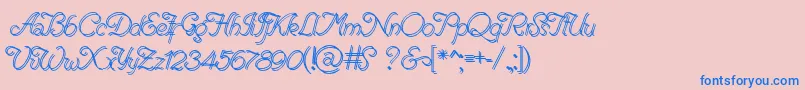 RenaniaDoubleLine-Schriftart – Blaue Schriften auf rosa Hintergrund