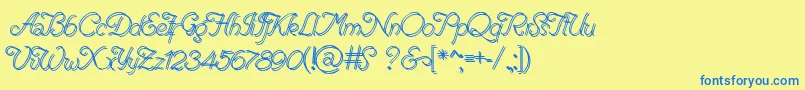 RenaniaDoubleLine Font – Blue Fonts on Yellow Background