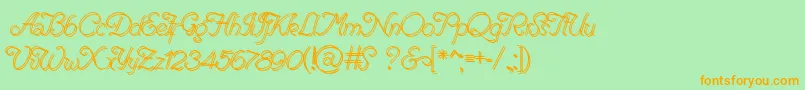 RenaniaDoubleLine-Schriftart – Orangefarbene Schriften auf grünem Hintergrund