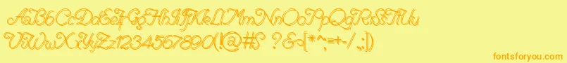 RenaniaDoubleLine Font – Orange Fonts on Yellow Background