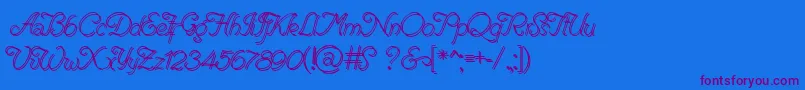 RenaniaDoubleLine-Schriftart – Violette Schriften auf blauem Hintergrund