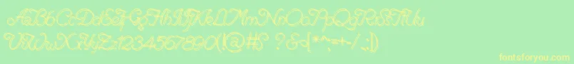 RenaniaDoubleLine Font – Yellow Fonts on Green Background