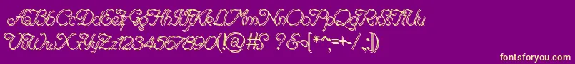 RenaniaDoubleLine Font – Yellow Fonts on Purple Background