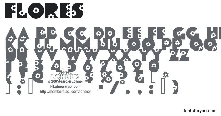 Шрифт Flores – алфавит, цифры, специальные символы