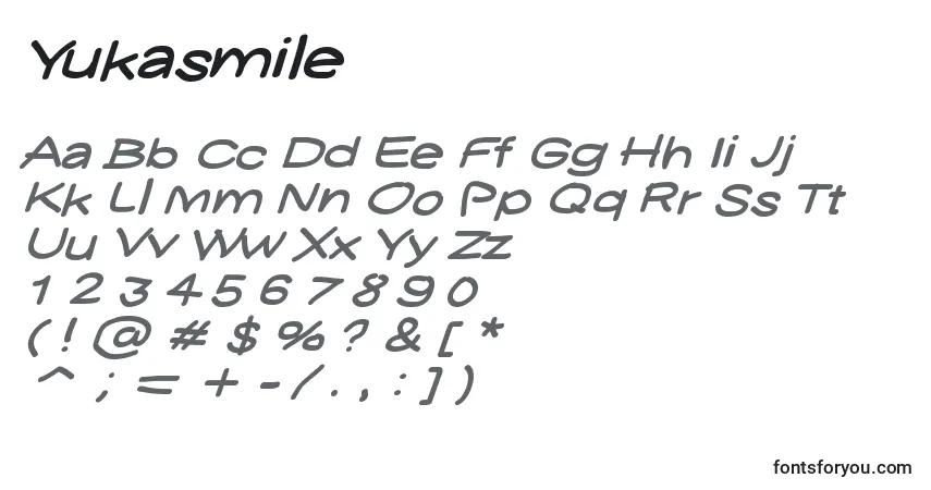 Schriftart Yukasmile – Alphabet, Zahlen, spezielle Symbole