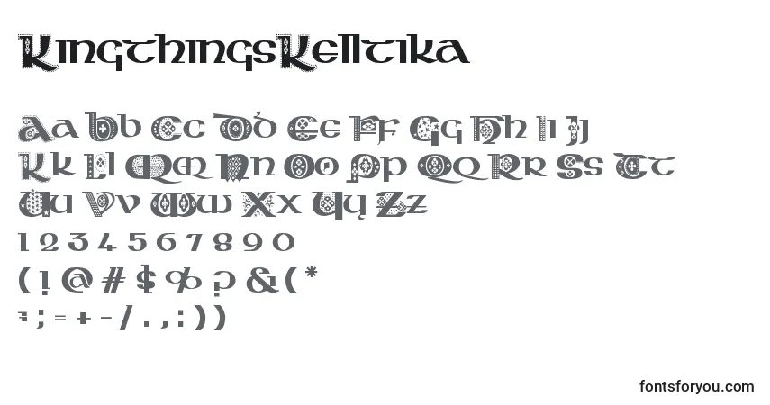 Шрифт KingthingsKelltika – алфавит, цифры, специальные символы
