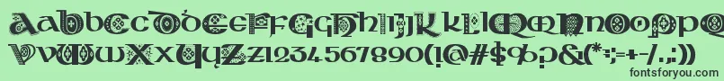 フォントKingthingsKelltika – 緑の背景に黒い文字